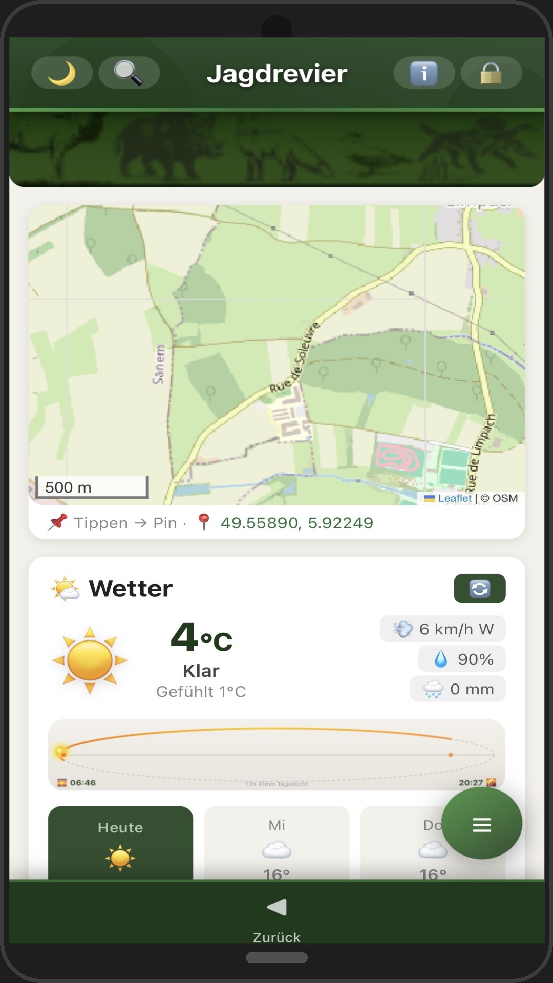 Jagdrevier Plus – Dashboard Übersicht