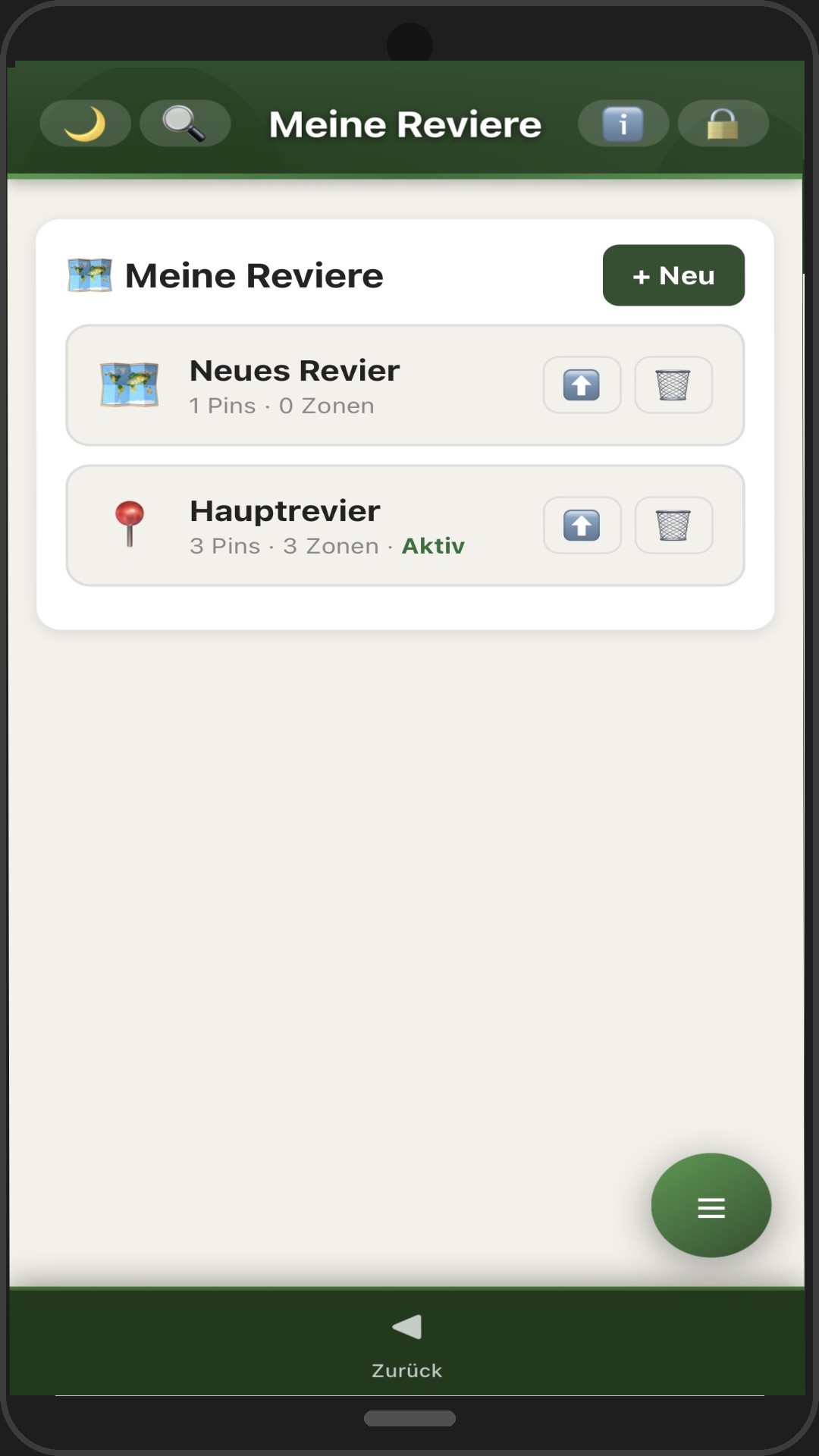 Jagdrevier Plus – Mein Revier Übersicht
