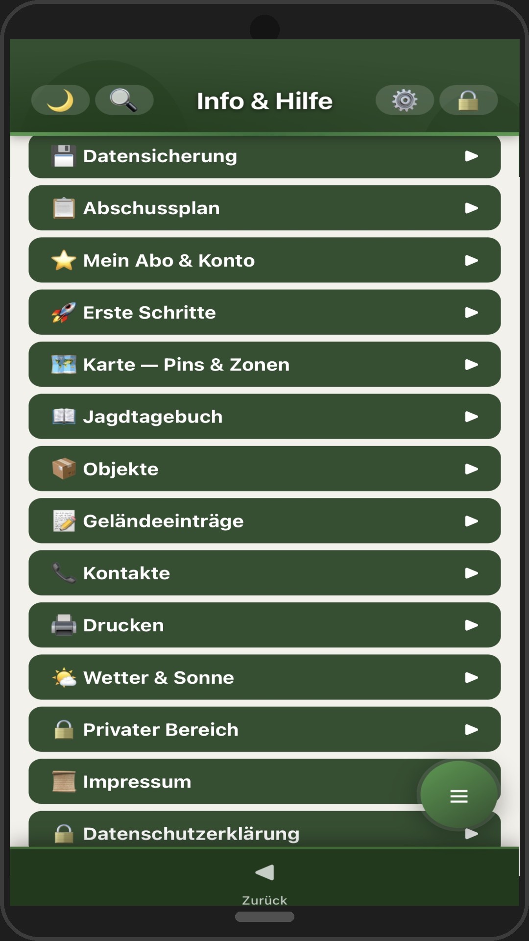 Jagdrevier Plus – Info und Hilfe Bereich
