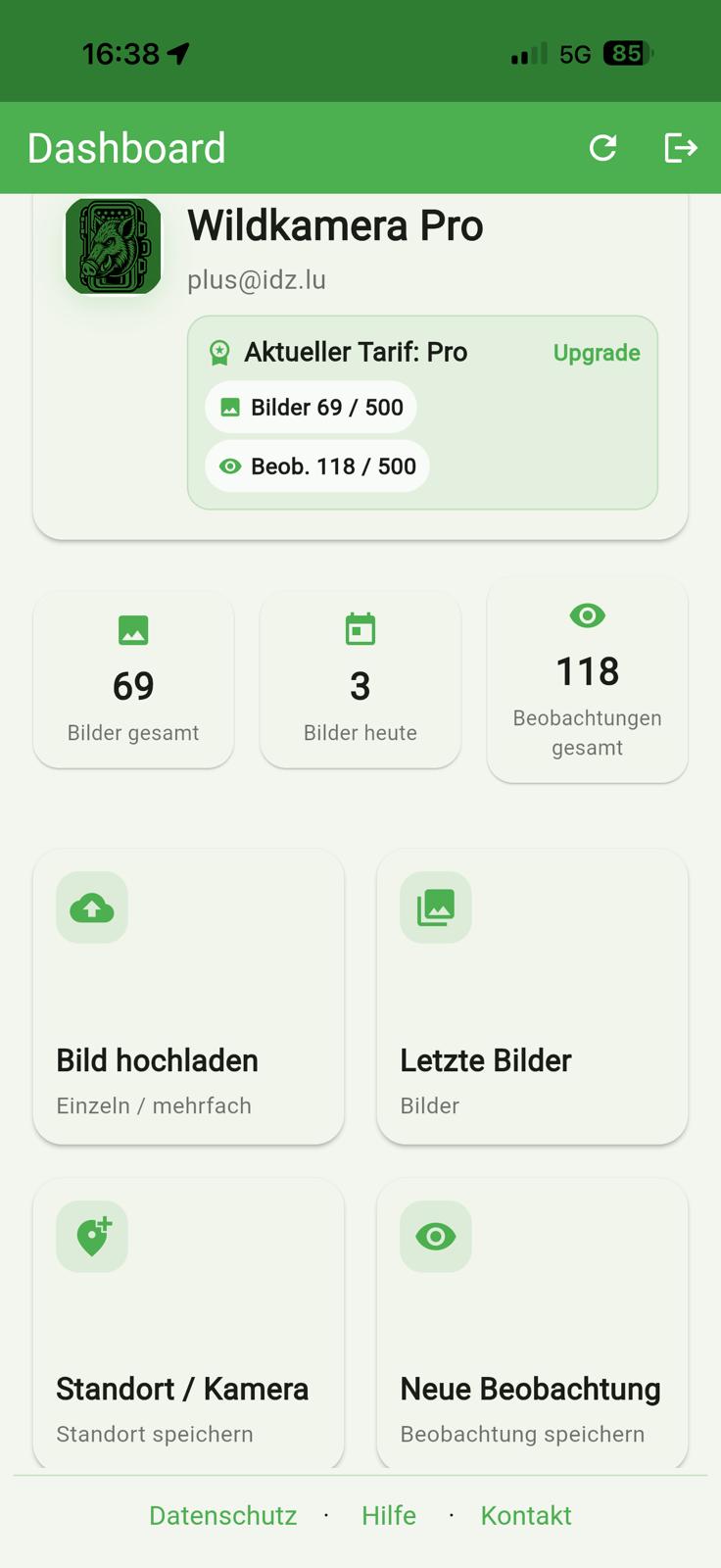 Wildkamera Pro Dashboard